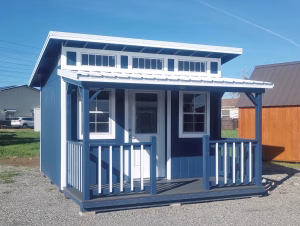 10x12 Royal Blue Lean-to with covered porch
