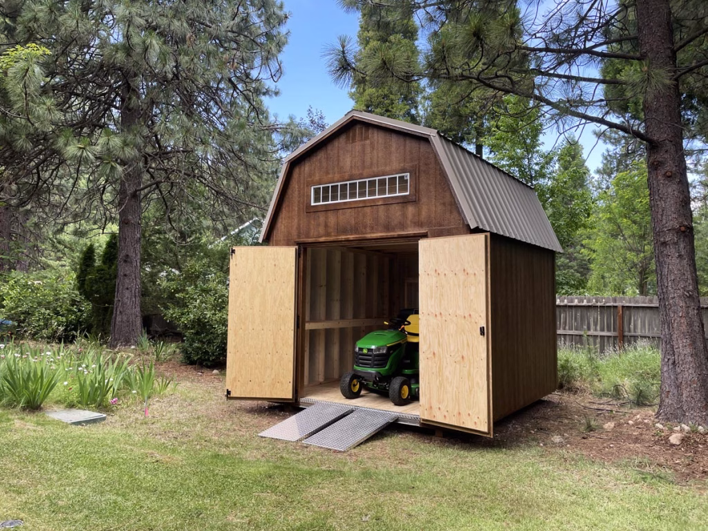 Premium Barn shed from Sequoia Sheds with aluminum ramps