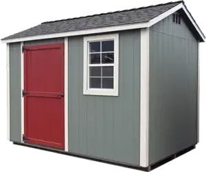 Premium Ranch Shed in Grey with Red Door