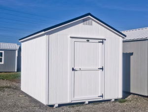 10x12 Premium Ranch shed white with black metal roof
