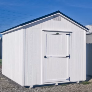 10x12 Premium Ranch shed white with black metal roof
