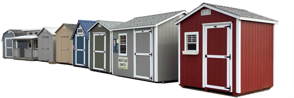 Sheds for sale on Sequoia Sheds sales lot