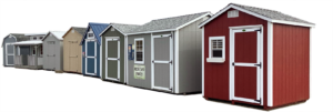 Sheds for sale on Sequoia Sheds sales lot