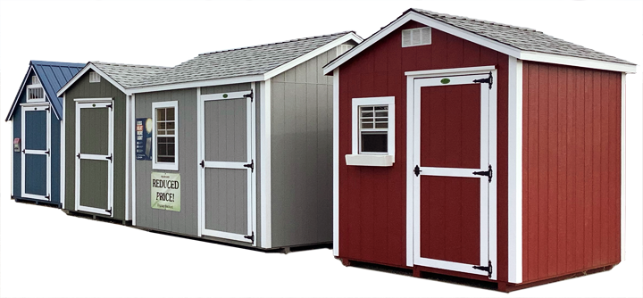 Sheds for sale on Sequoia Sheds sales lot